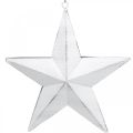 Floristik24 Estrella para colgar, adornos para árboles de Navidad, adorno de metal blanco 19,5 × 18,5cm