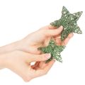 Juego de estrellas decorativas de alambre verde, dos tamaños, 10 cm, 12 piezas | Floristik24.es