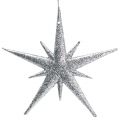 Floristik24 Decoración para árbol Estrella para colgar color plata con purpurina 13cm 12pzs
