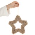 Estrella decorativa colgante de piel sintética, 21 cm, 4 unidades | Floristik24.es