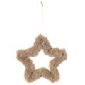 Estrella decorativa colgante de piel sintética, 21 cm, 4 unidades | Floristik24.es
