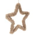 Floristik24 Adorno colgante de piel sintética con forma de estrella, 30 cm, 3 piezas.