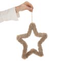 Adorno colgante de piel sintética con forma de estrella, 30 cm, 3 piezas. | Floristik24.es