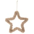 Adorno colgante de piel sintética con forma de estrella, 30 cm, 3 piezas. | Floristik24.es