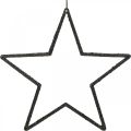 Floristik24 Adorno navideño estrella colgante brillo negro 17.5cm 9pcs