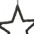 Floristik24 Adorno navideño estrella colgante brillo negro 7.5cm 40p