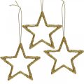 Floristik24 Adorno navideño estrella colgante brillo dorado 7.5cm 40p