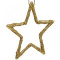 Floristik24 Adorno navideño estrella colgante brillo dorado 7.5cm 40p