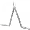 Floristik24 Adorno navideño estrella colgante plata brillo 17.5cm 9pcs