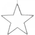 Floristik24 Adorno navideño estrella colgante plata brillo 17.5cm 9pcs