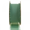 Floristik24 Cinta de tela cinta decorativa con flecos verde salvia 40mm 15m