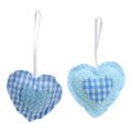 Floristik24 Perchas de tela en forma de corazón 7cm 12pcs azul, blanco