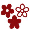 Floristik24 Litter-Deco fieltro flor roja clasificada en la mezcla Ø4cm 72pcs