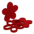 Floristik24 Litter-Deco fieltro flor roja clasificada en la mezcla Ø4cm 72pcs