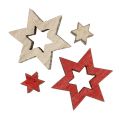 Floristik24 Mezcla de estrella de madera para esparcir rojo, gris 2cm 96pcs