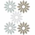 Floristik24 decoracíones para esparcir flor marrón, gris claro, flores blancas de madera para esparcir 144p