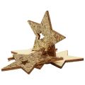 Floristik24 Decoración dispersa Navidad madera estrellas naturaleza oro brillo 5cm 72p