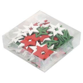 Floristik24 Decoración dispersa Estrellas navideñas de madera rojo/blanco/verde Ø3,5cm 72ud