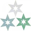 Floristik24 Estrellas de madera chispas decorativas Navidad Verde Al.4cm 72p