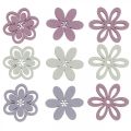 Floristik24 Flores de madera decoración dispersa flores violeta/rosa/blanco Ø3,5cm 48p