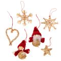 Floristik24 Juego de adornos de paja para árbol de Navidad: figuras y estrellas de 6 cm, 30 unidades.