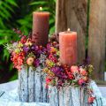 Velas de pilar de 3 colores marrón varios tamaños 12 piezas | Floristik24.es