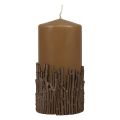 Floristik24 Vela de pilar ramas vela decorativa marrón caramelo 150/70mm 1ud