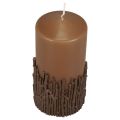 Floristik24 Vela de pilar ramas vela decorativa marrón caramelo 150/70mm 1ud