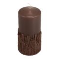 Floristik24 Vela de pilar ramas vela decorativa marrón oscuro 150/70mm 1ud
