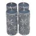 Floristik24 Velas de pilar velas azules copos de nieve 150/65mm 4ud