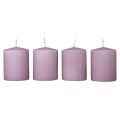 Floristik24 Velas de pilar lila velas acanaladas decoración 70/90mm 4ud