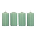 Floristik24 Velas de pilar velas ranuradas verde esmeralda 70/130mm 4ud