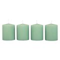 Floristik24 Velas de pilar velas ranuradas verde esmeralda 70/90mm 4ud