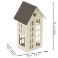 Conjunto de faros de metal con tres casas sobre bandeja de 35 cm (1 juego) | Floristik24.es