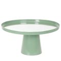 Floristik24 Mesa decorativa redonda de metal verde, de 40 cm de diámetro, con borde alto.