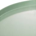 Mesa decorativa redonda de metal verde, de 40 cm de diámetro, con borde alto. | Floristik24.es