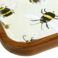 Floristik24 Bandeja decorativa madera abejas cuadradas bandeja decoración verano 35×23,5×2cm