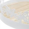 Floristik24 Bandeja de primavera, decoración de mariposas, decoración de mesa, decoración de metal para plantar blanco Ø20cm H6.5cm