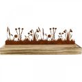 Floristik24 Bandeja de madera prado de primavera, decoración de Pascua, bandeja decorativa óxido noble 35 × 15cm