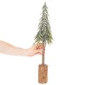 Abeto artificial, acabado escarchado, con base de madera, decoración de invierno, 60 cm. | Floristik24.es