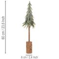 Abeto artificial, acabado escarchado, con base de madera, decoración de invierno, 60 cm. | Floristik24.es