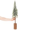 Abeto artificial, escarchado, árbol decorativo sobre una base de madera para decoración invernal y navideña, 75 cm. | Floristik24.es