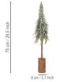 Abeto artificial, escarchado, árbol decorativo sobre una base de madera para decoración invernal y navideña, 75 cm. | Floristik24.es