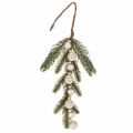 Floristik24 Rama de abeto artificial con mini adornos navideños blancos, 46 cm, 2 unidades.
