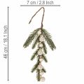 Rama de abeto artificial con mini adornos navideños blancos, 46 cm, 2 unidades. | Floristik24.es