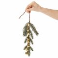 Rama de abeto artificial con mini adornos navideños dorados, 46 cm, 2 unidades. | Floristik24.es
