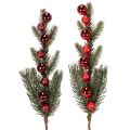 Floristik24 Rama de abeto artificial con adornos navideños, 48 cm, 2 unidades.