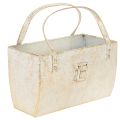Floristik24 Bolsa metálica, recipiente decorativo, rectangular, 26 cm, color dorado.