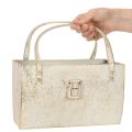 Bolsa metálica, recipiente decorativo, rectangular, 26 cm, color dorado. | Floristik24.es