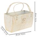 Bolsa metálica, recipiente decorativo, rectangular, 26 cm, color dorado. | Floristik24.es
